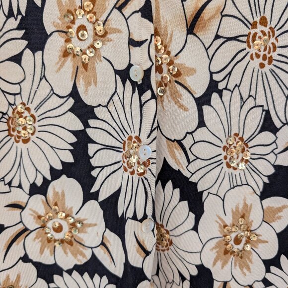 SML Design Silk Sequined Floral Cardigan Size M - Picture 4 of 7